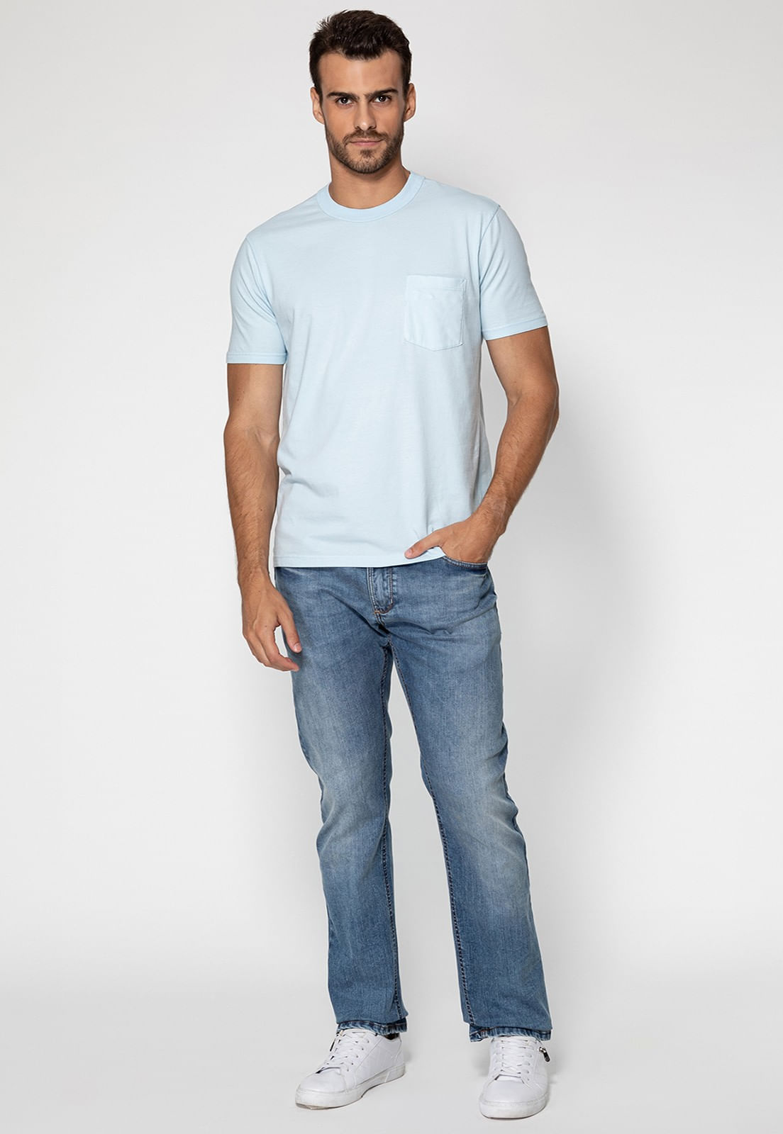 Camiseta Bolso Logo Bordado Guess Azul Claro - Imagem 2