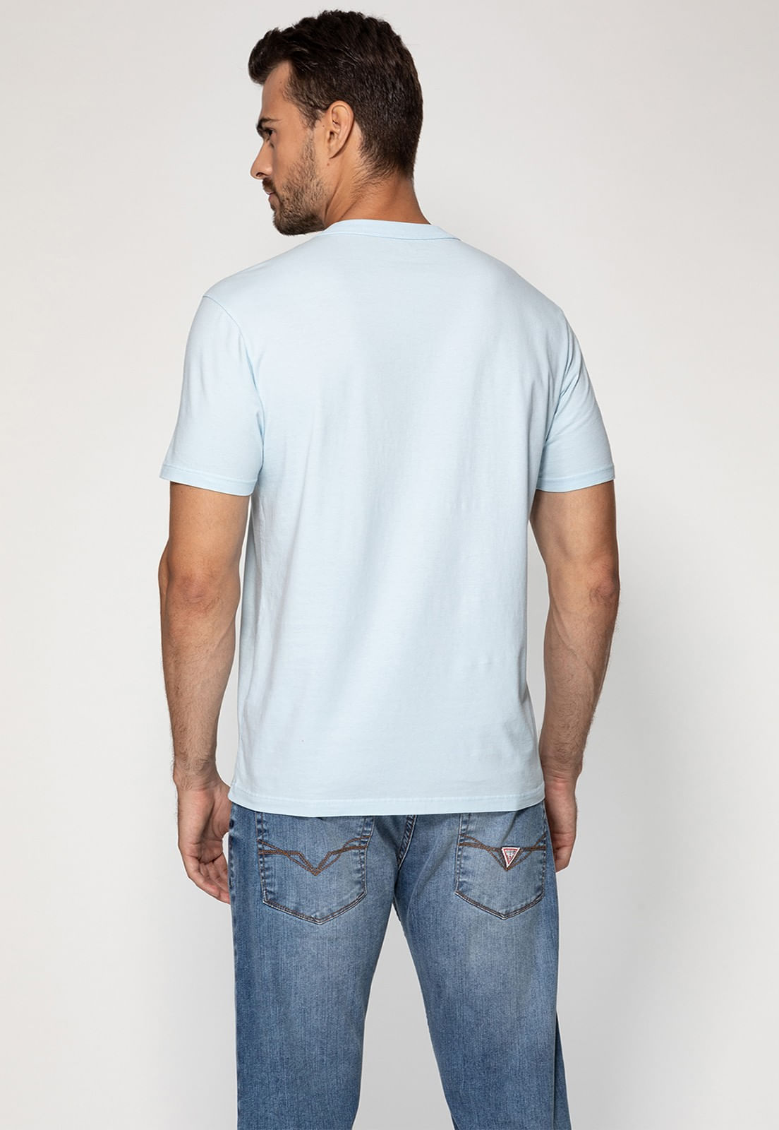 Camiseta Bolso Logo Bordado Guess Azul Claro - Imagem 19
