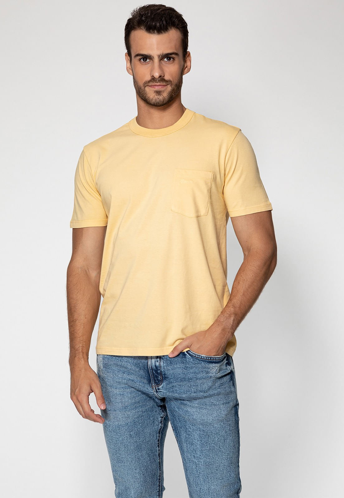 Camiseta Bolso Logo Bordado Guess Amarelo - Imagem 13