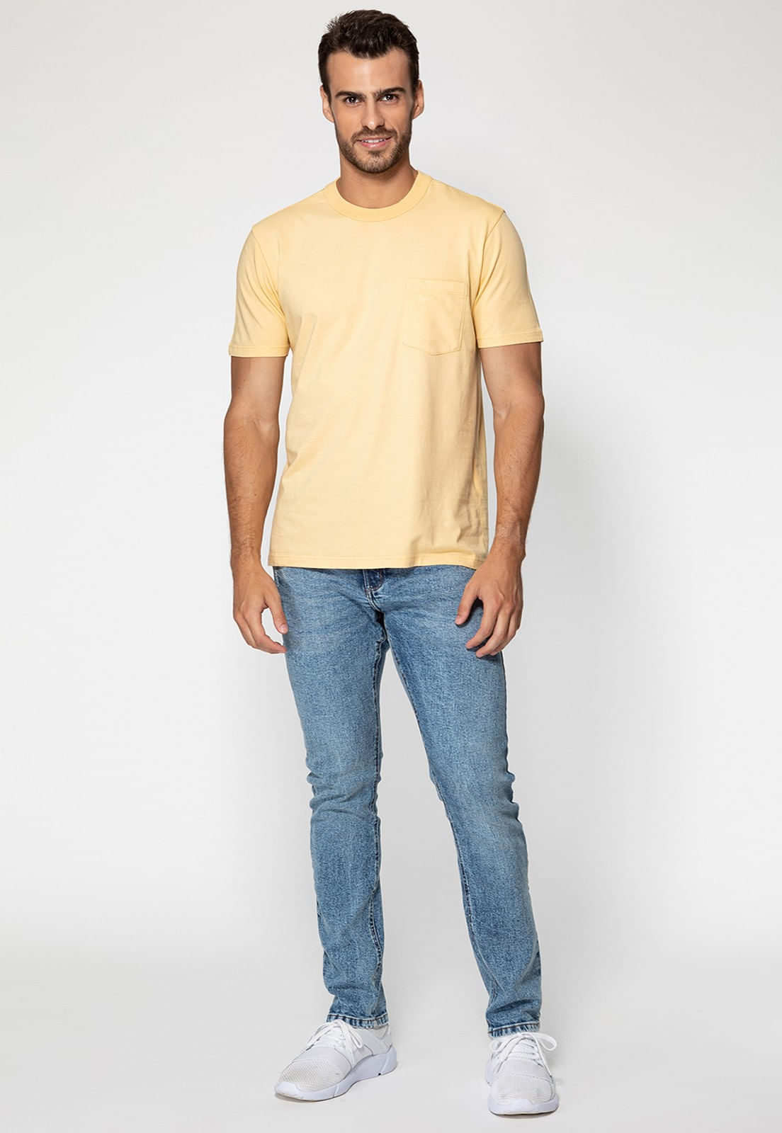 Camiseta Bolso Logo Bordado Guess Amarelo - Imagem 20