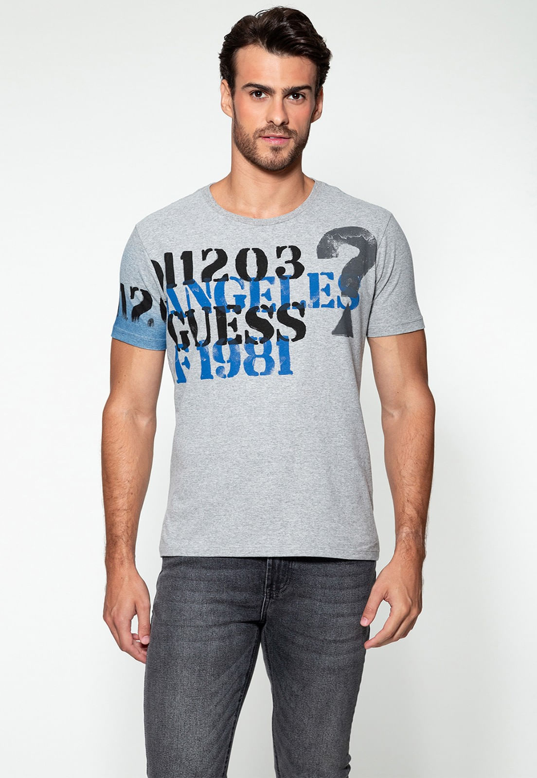Camiseta Logo 1203 Guess Cinza