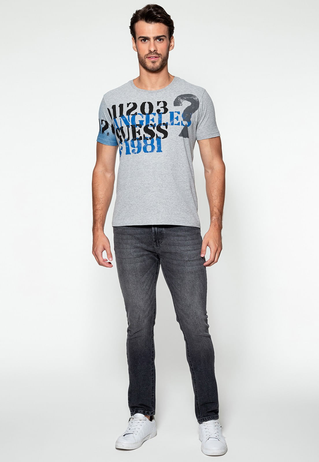 Camiseta Logo 1203 Guess Cinza - Imagem 17