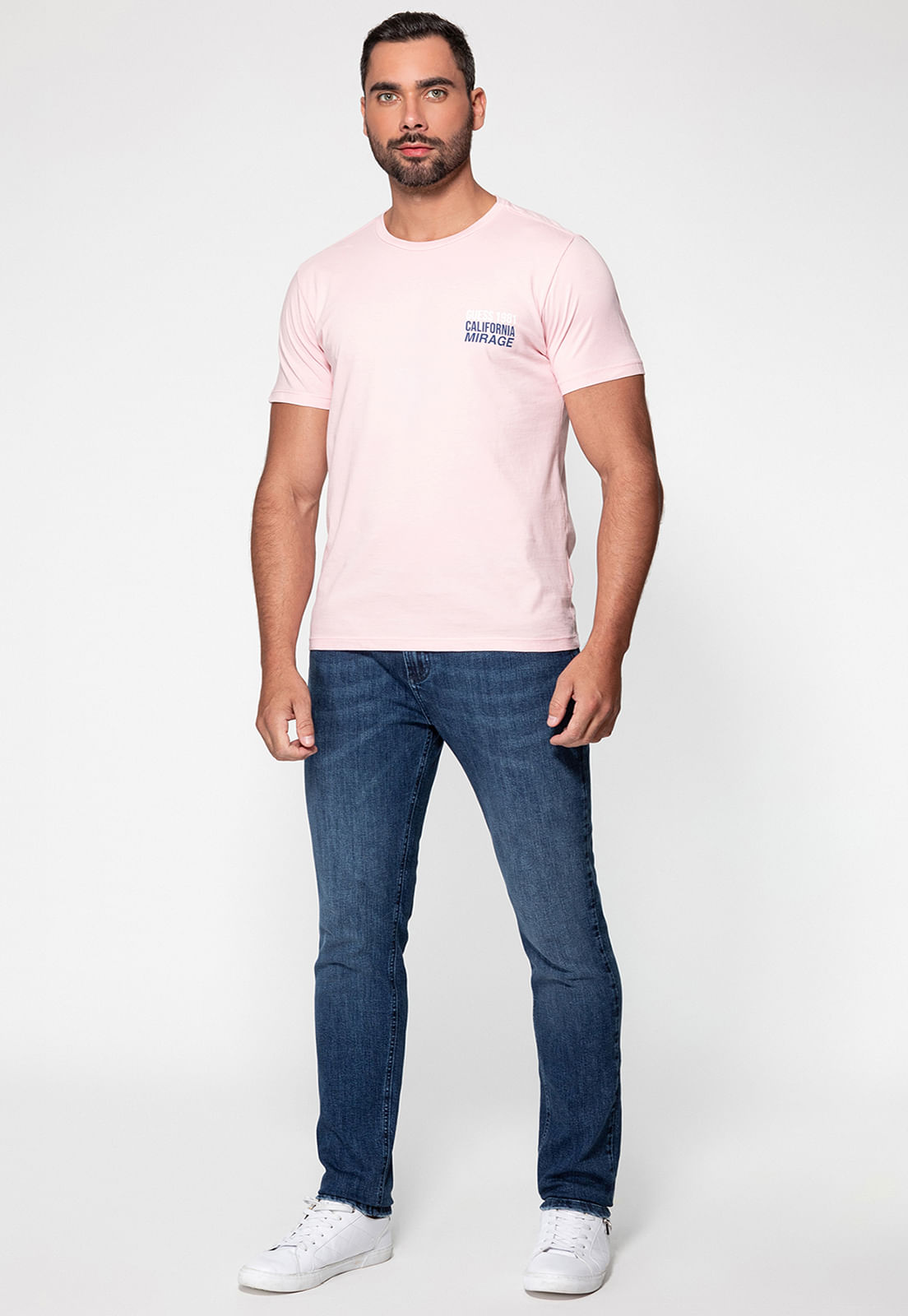 Camiseta Palm Costas Guess Rosa Claro - Imagem 2