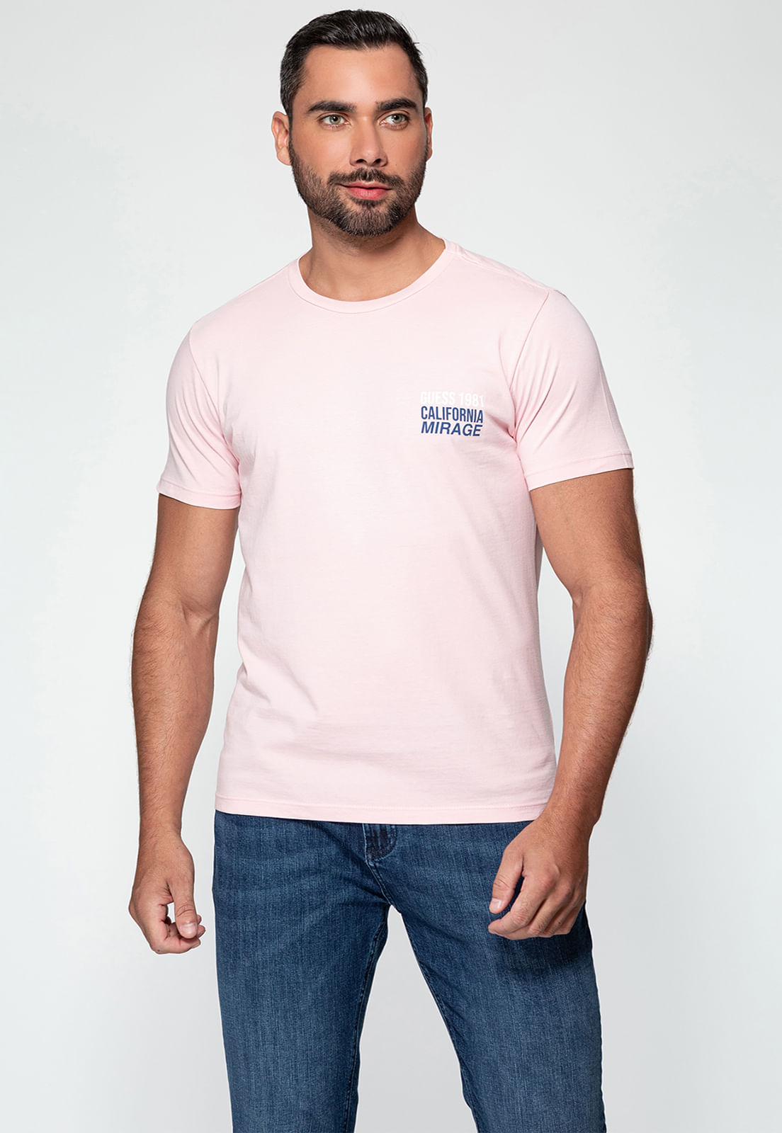 Camiseta Palm Costas Guess Rosa Claro - Imagem 16