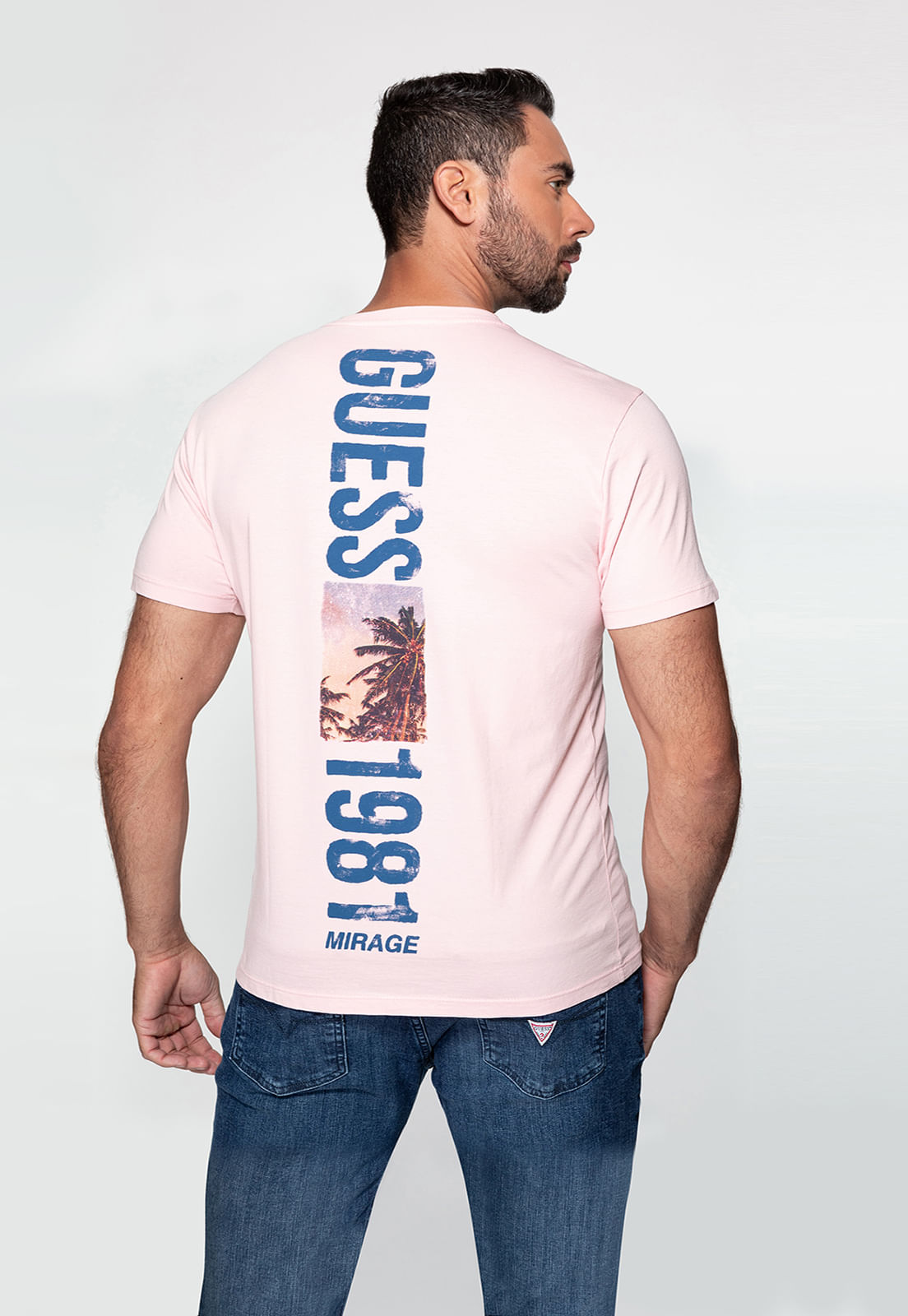 Camiseta Palm Costas Guess Rosa Claro - Imagem 24