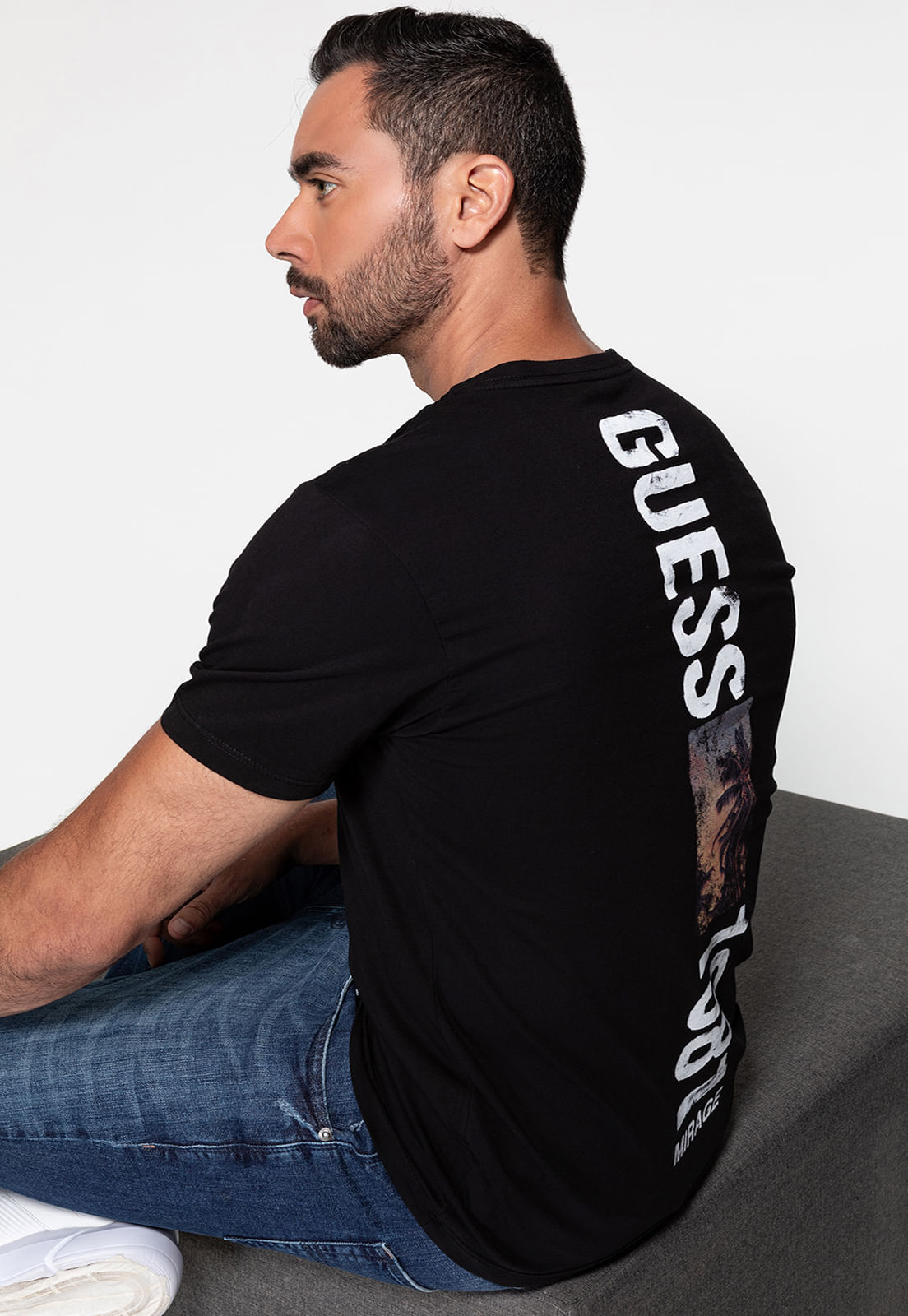 Camiseta Palm Costas Guess Preto - Imagem 6