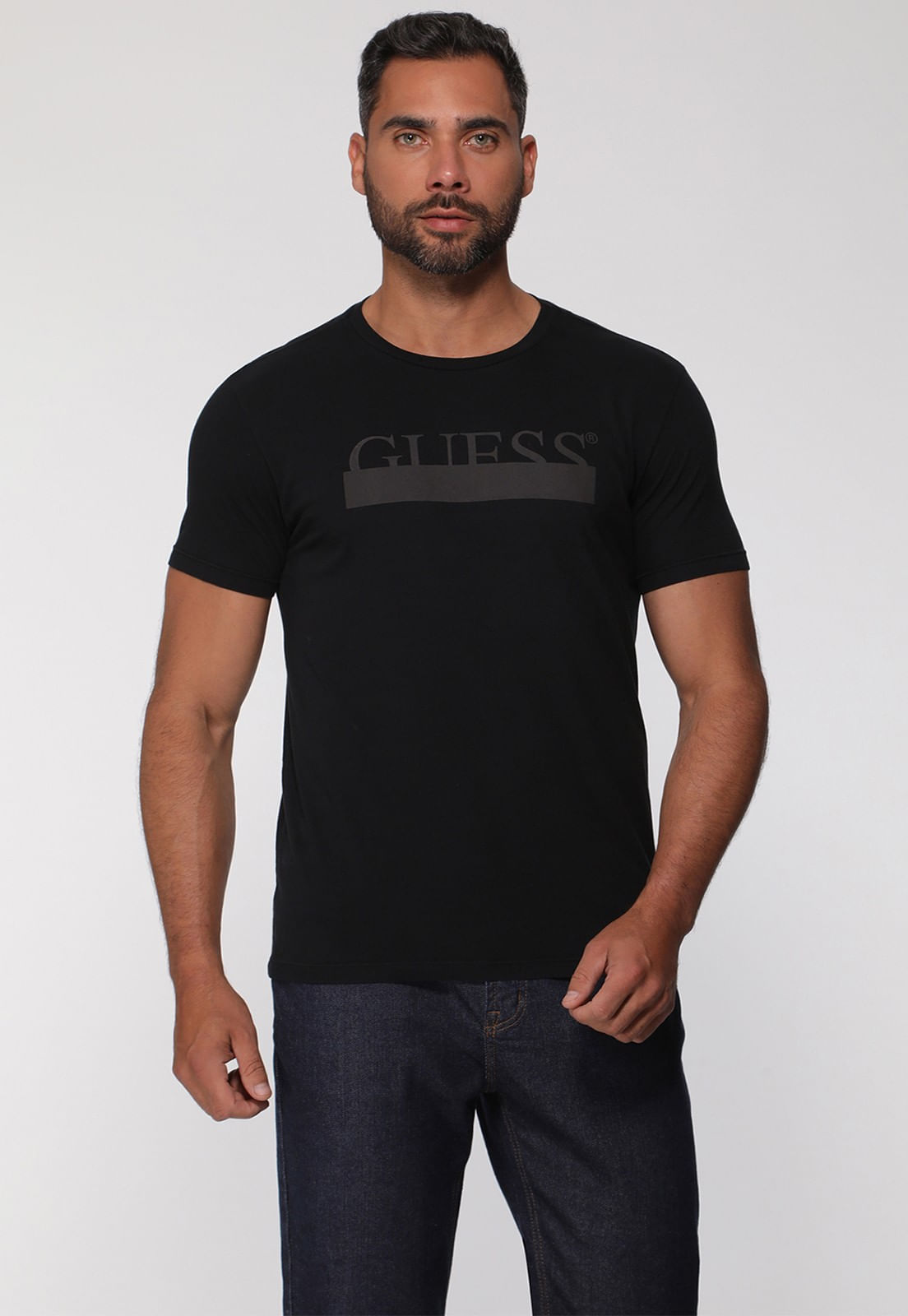 Camiseta Guess Silk Emborrachado Preto