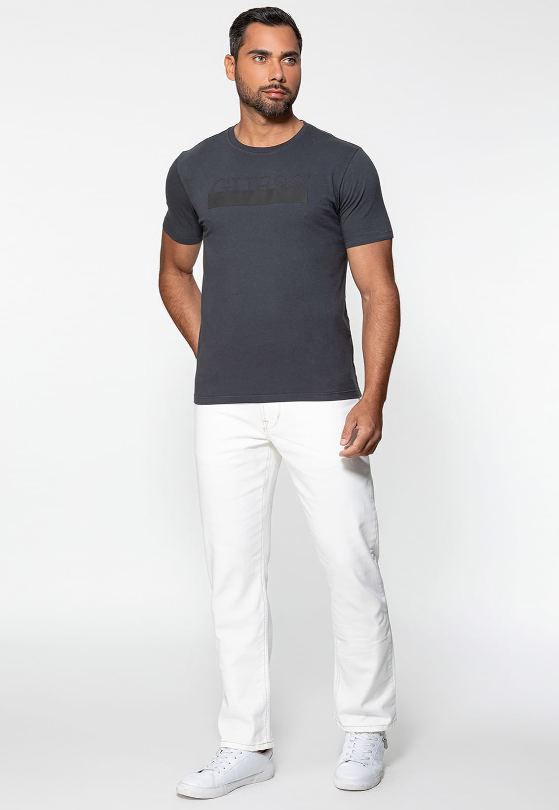 Camiseta Guess Silk Emborrachado Cinza - Imagem 22