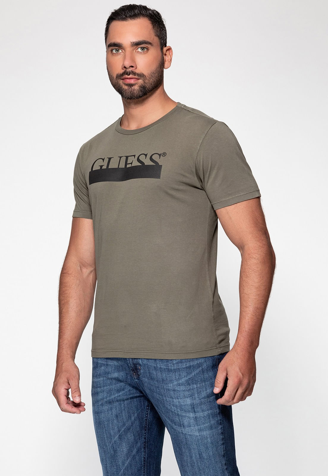 Camiseta Guess Silk Emborrachado Verde Oliva