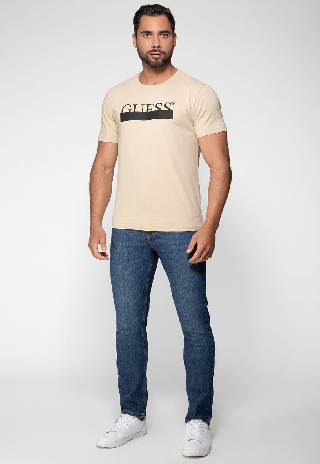 Camiseta Guess Silk Emborrachado Bege - Imagem 2