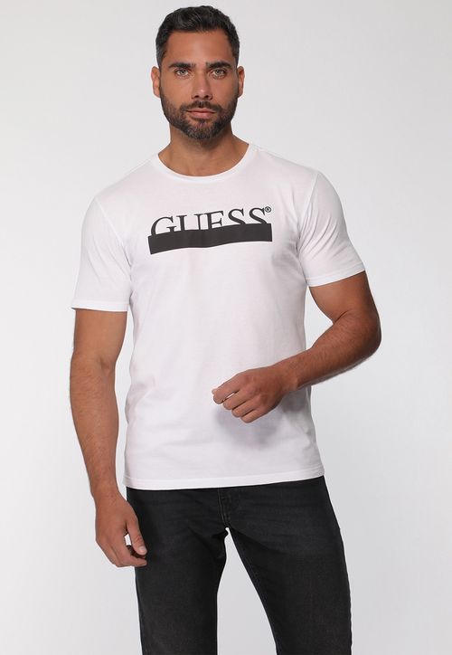 Camiseta Guess Silk Emborrachado Branco