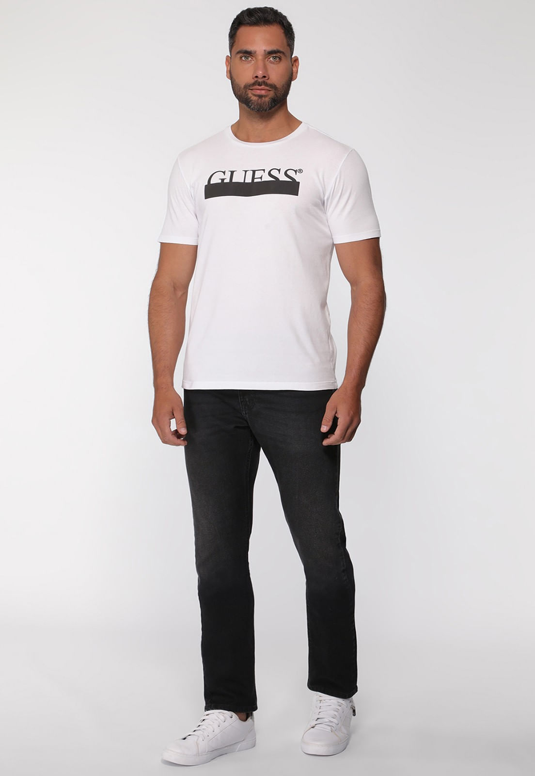 Camiseta Guess Silk Emborrachado Branco - Imagem 7