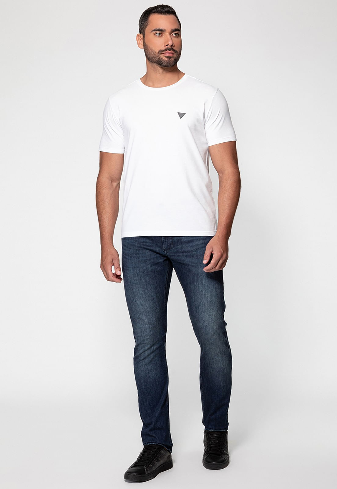 Calça Jeans Slim Tapered Guess Azul Escuro - Imagem 7