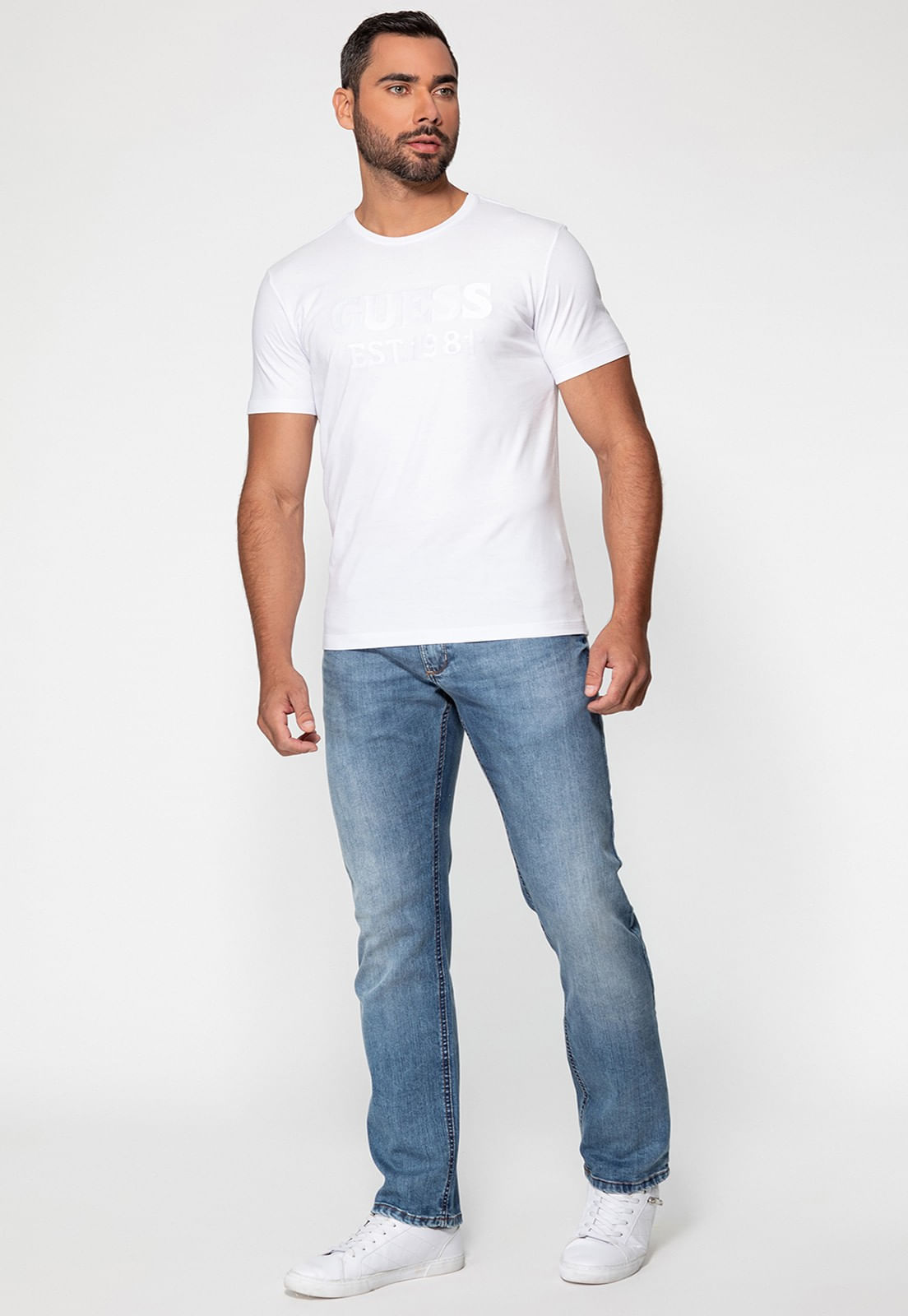 Camiseta Logo Bordado Guess Branco - Imagem 20