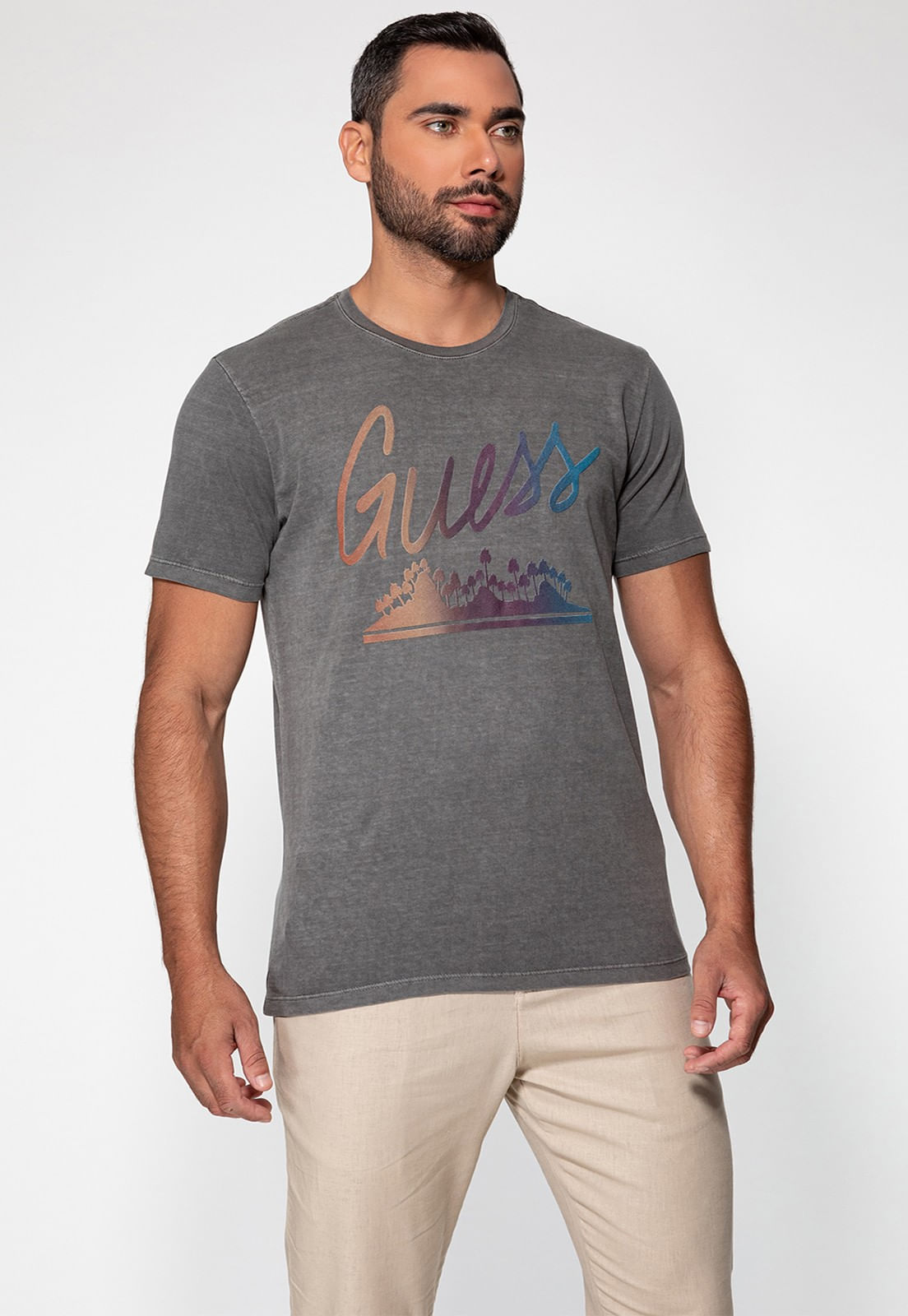 Camiseta Palm Trees Guess Preto