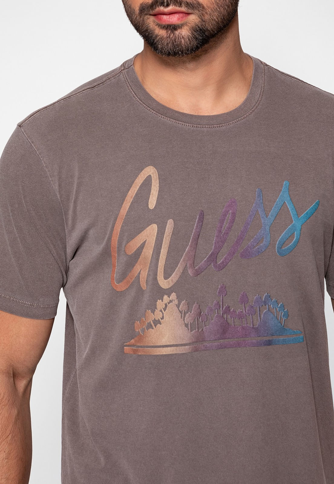 Camiseta Palm Trees Guess Marrom - Imagem 3