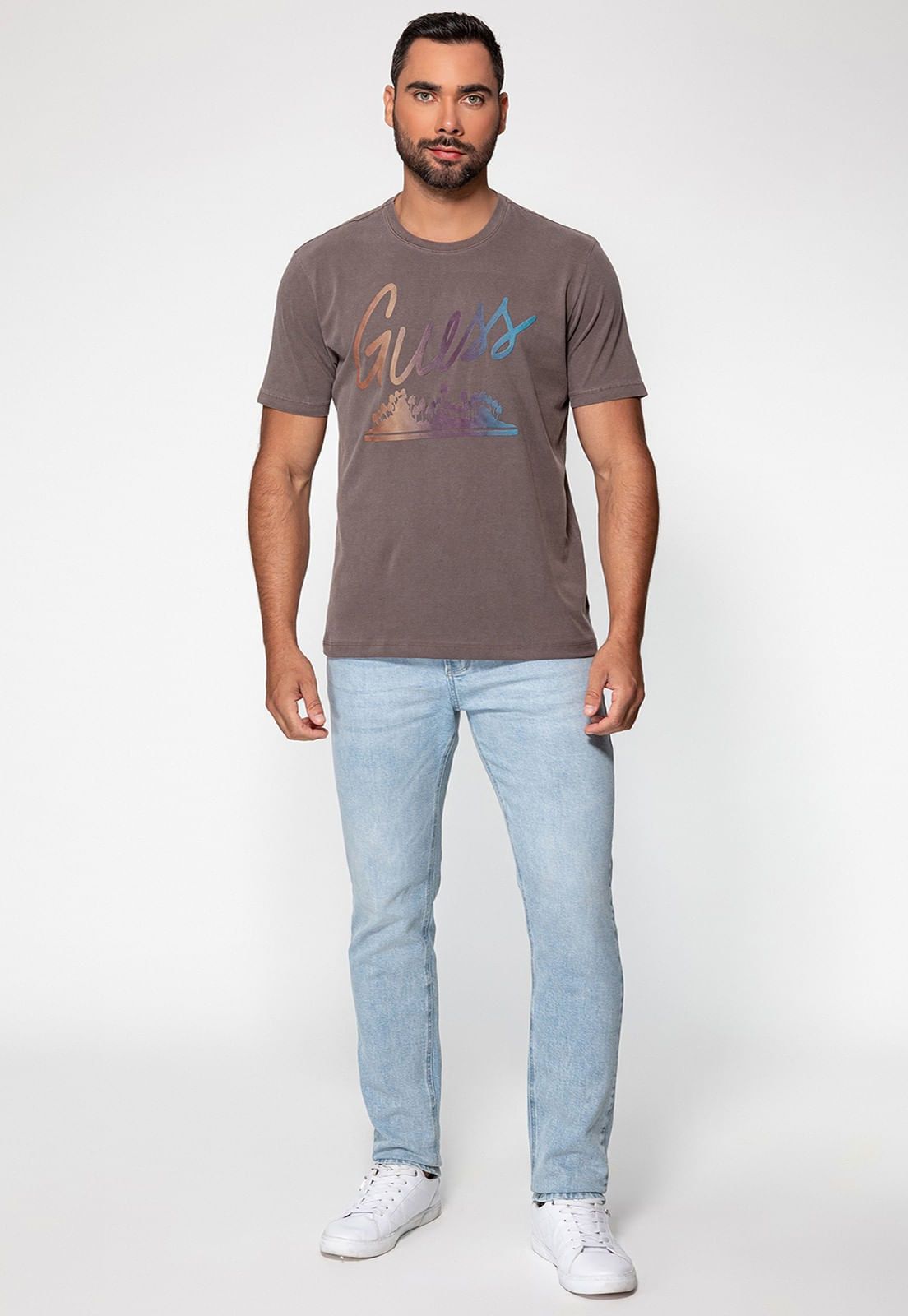 Camiseta Palm Trees Guess Marrom - Imagem 14