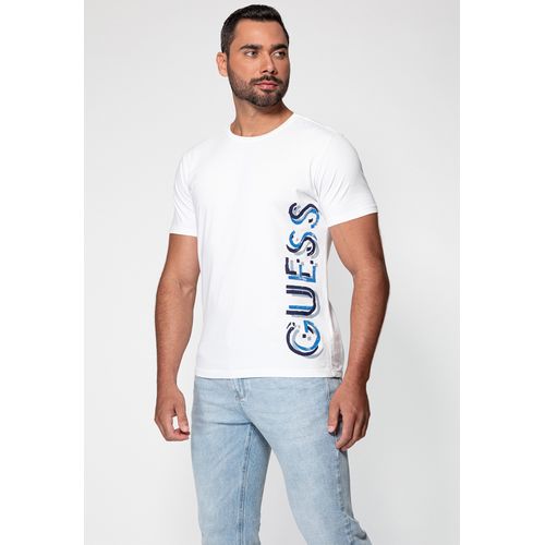Camiseta Logo Vertical Guess Branco