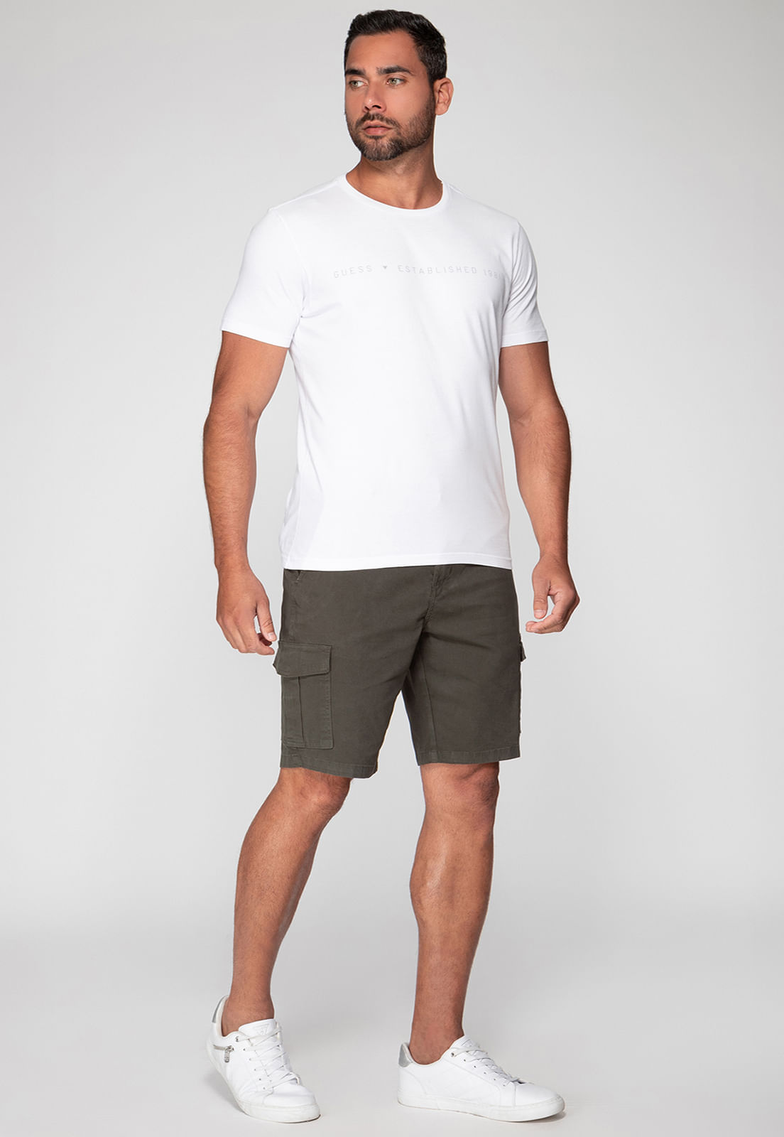 Bermuda Cargo Sarja Guess Verde Escuro