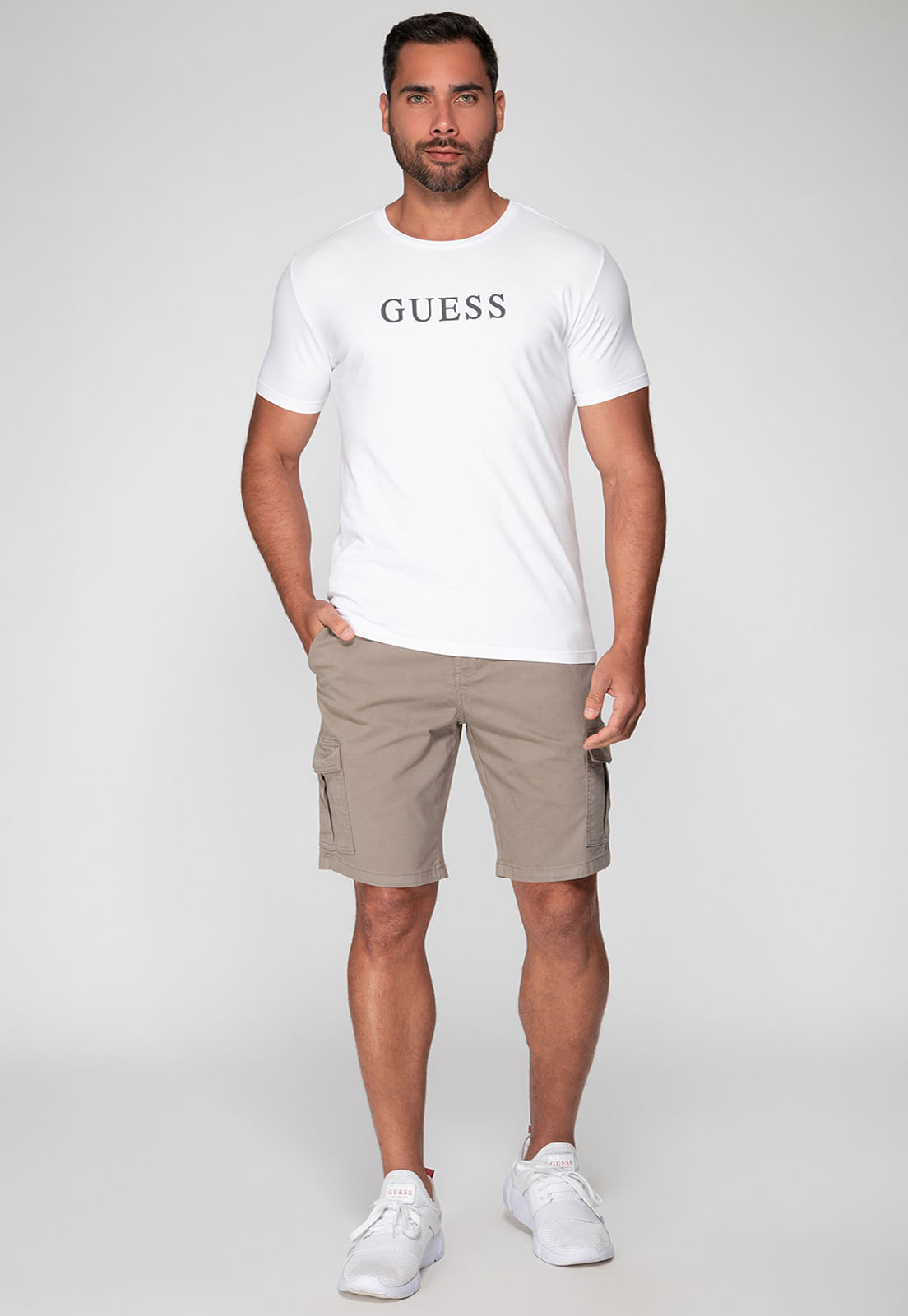 Bermuda Cargo Sarja Guess Verde Claro - Imagem 13