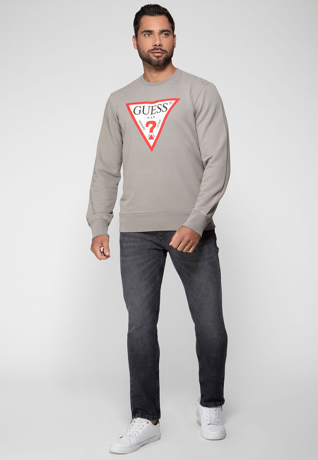 Blusa de Moletom Logo Degastado Guess Verde Claro - Imagem 25