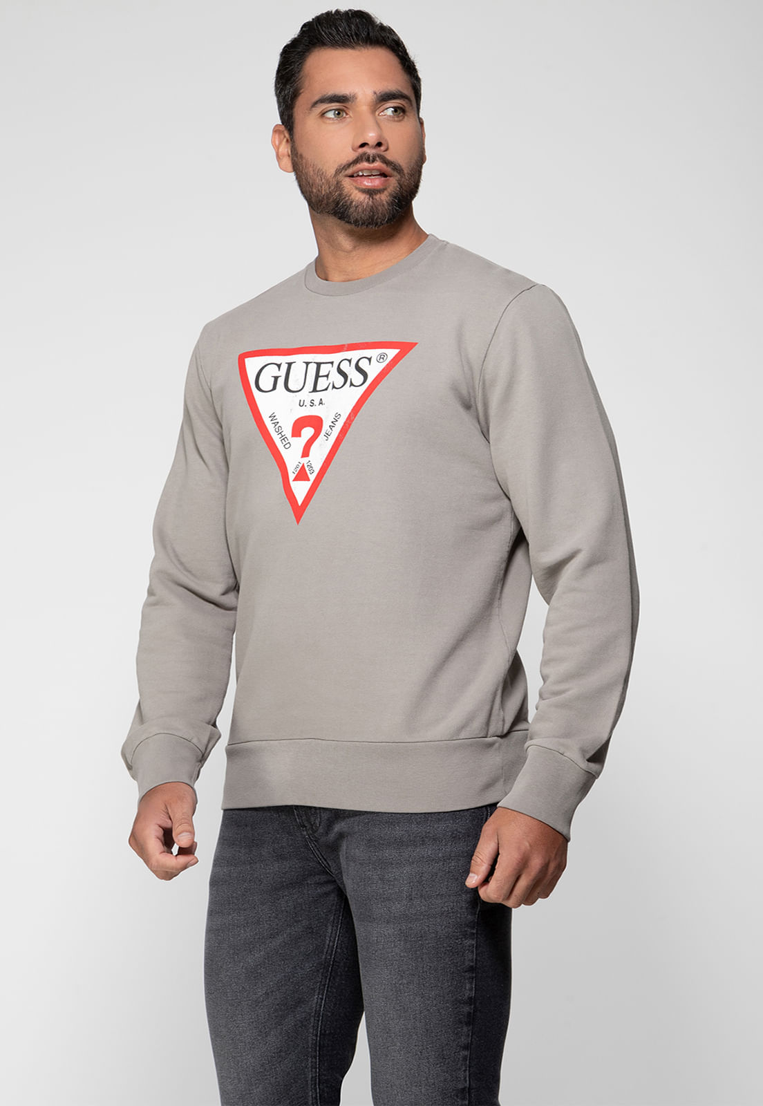 Blusa de Moletom Logo Degastado Guess Verde Claro - Imagem 29