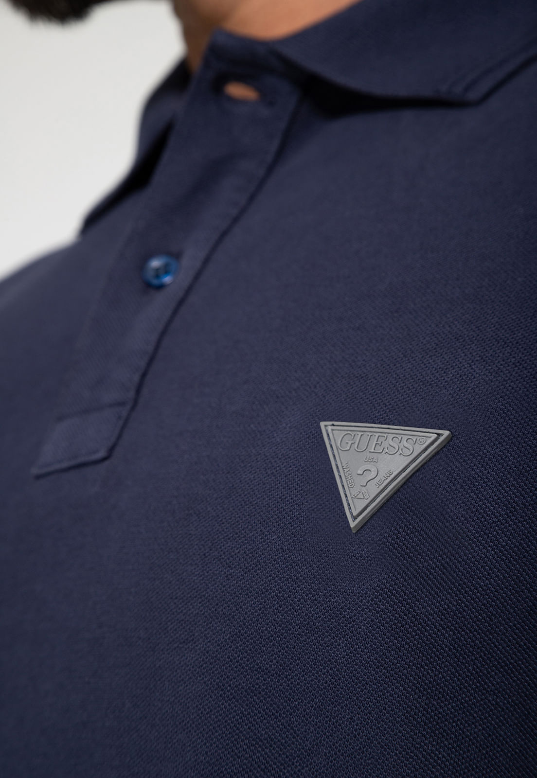 Camisa Polo Guess Silk Gola Azul Escuro - Imagem 5