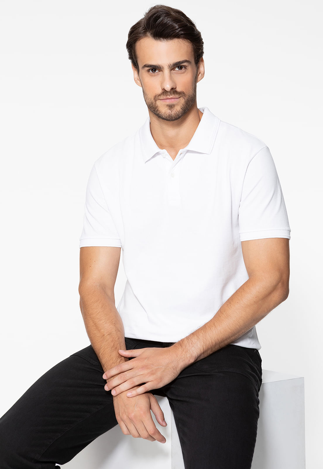 Camisa Polo Guess Silk Gola Branco - Imagem 6
