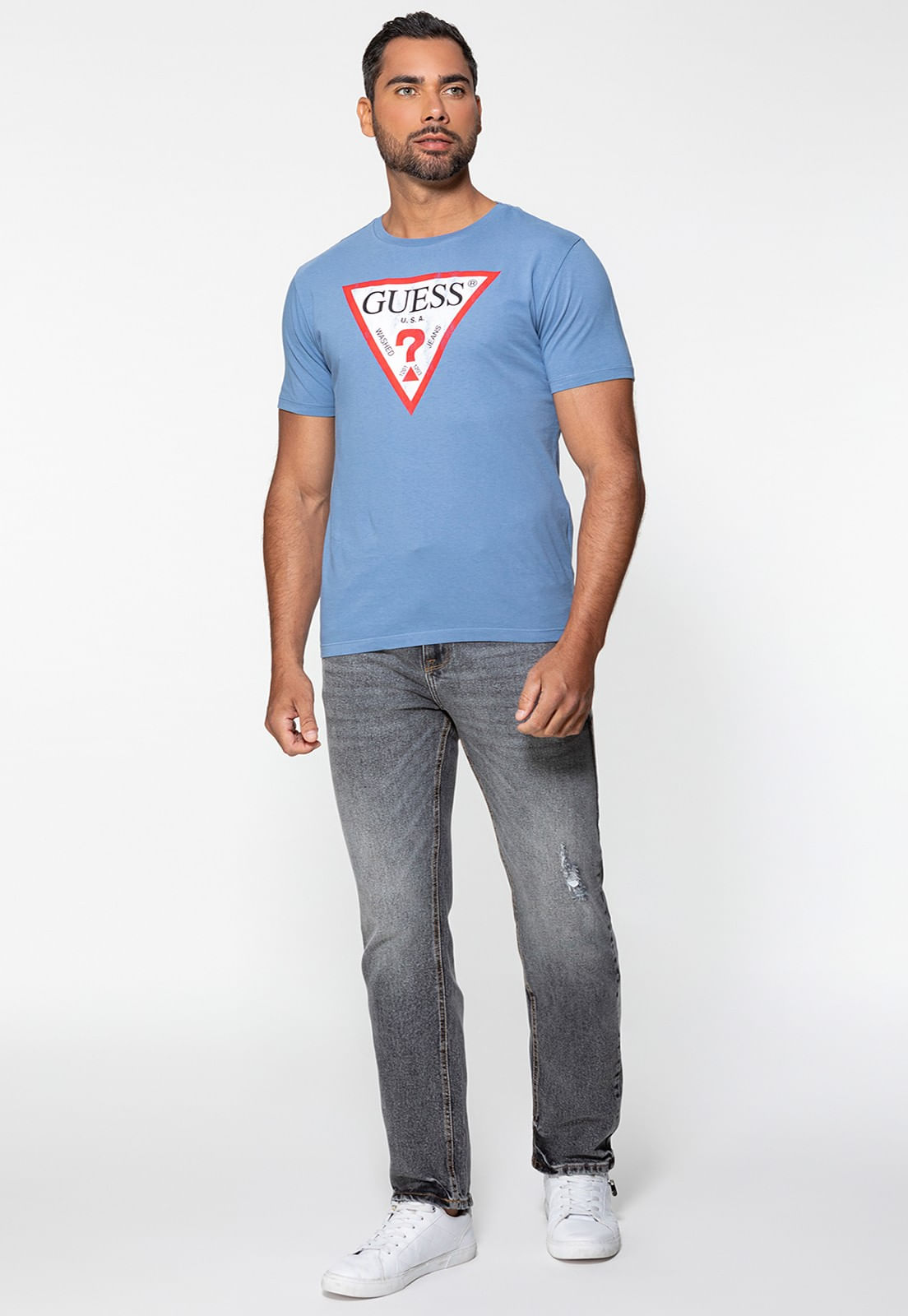 Camiseta Guess Triang Desgastado Azul - Imagem 22