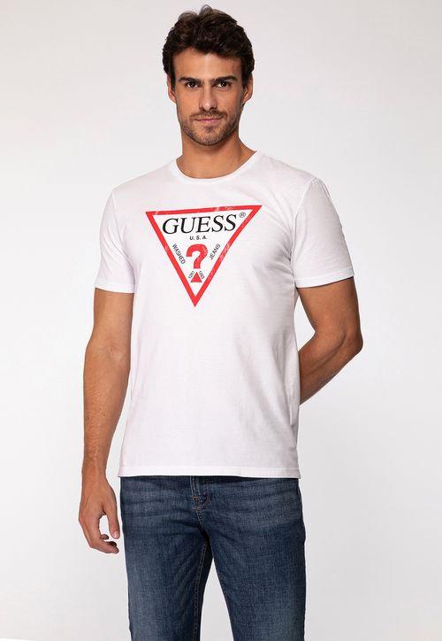 Camiseta GUESS Triang Desgastado Branco