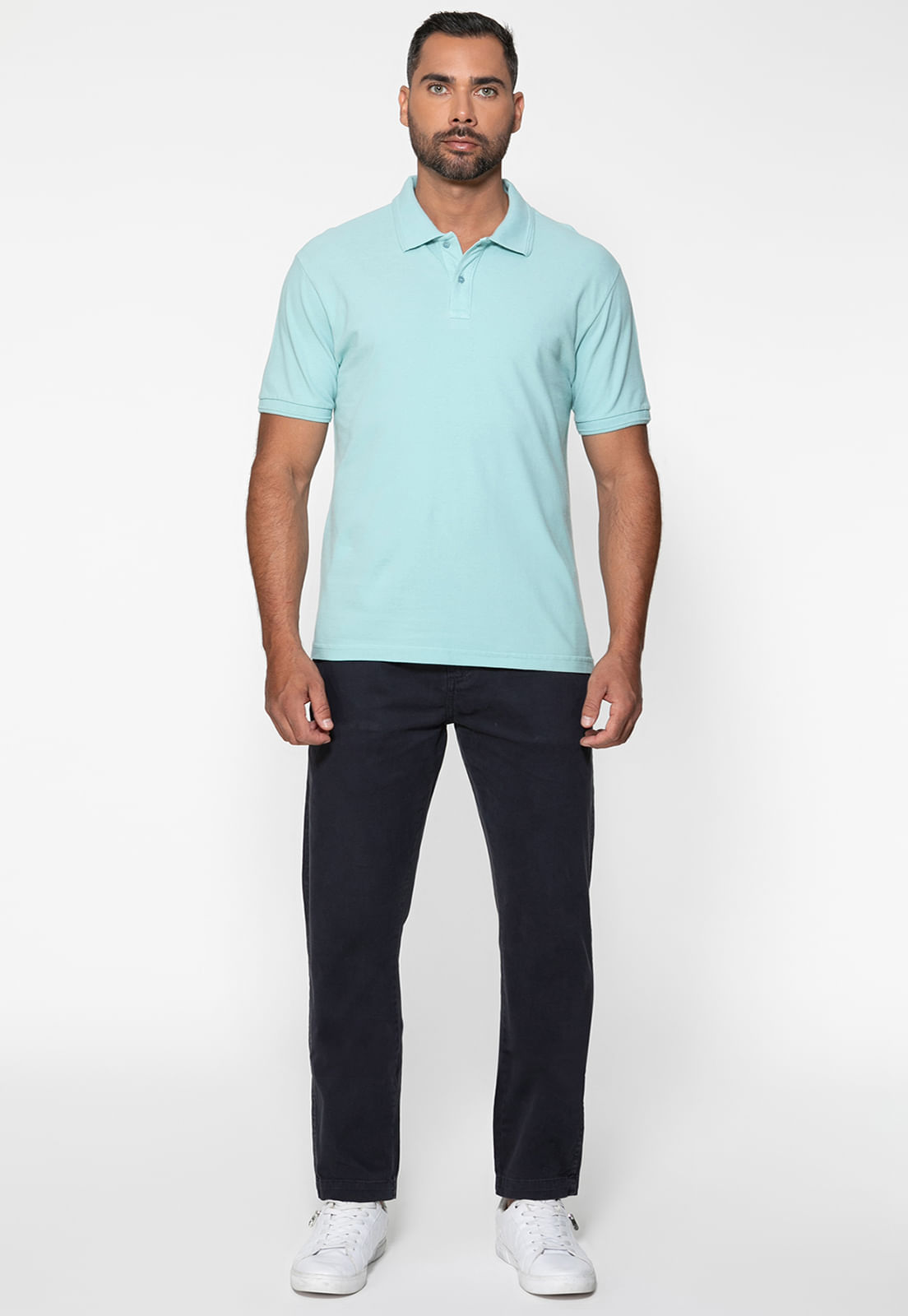 Calça de Sarja Slim Azul Escuro - Imagem 31