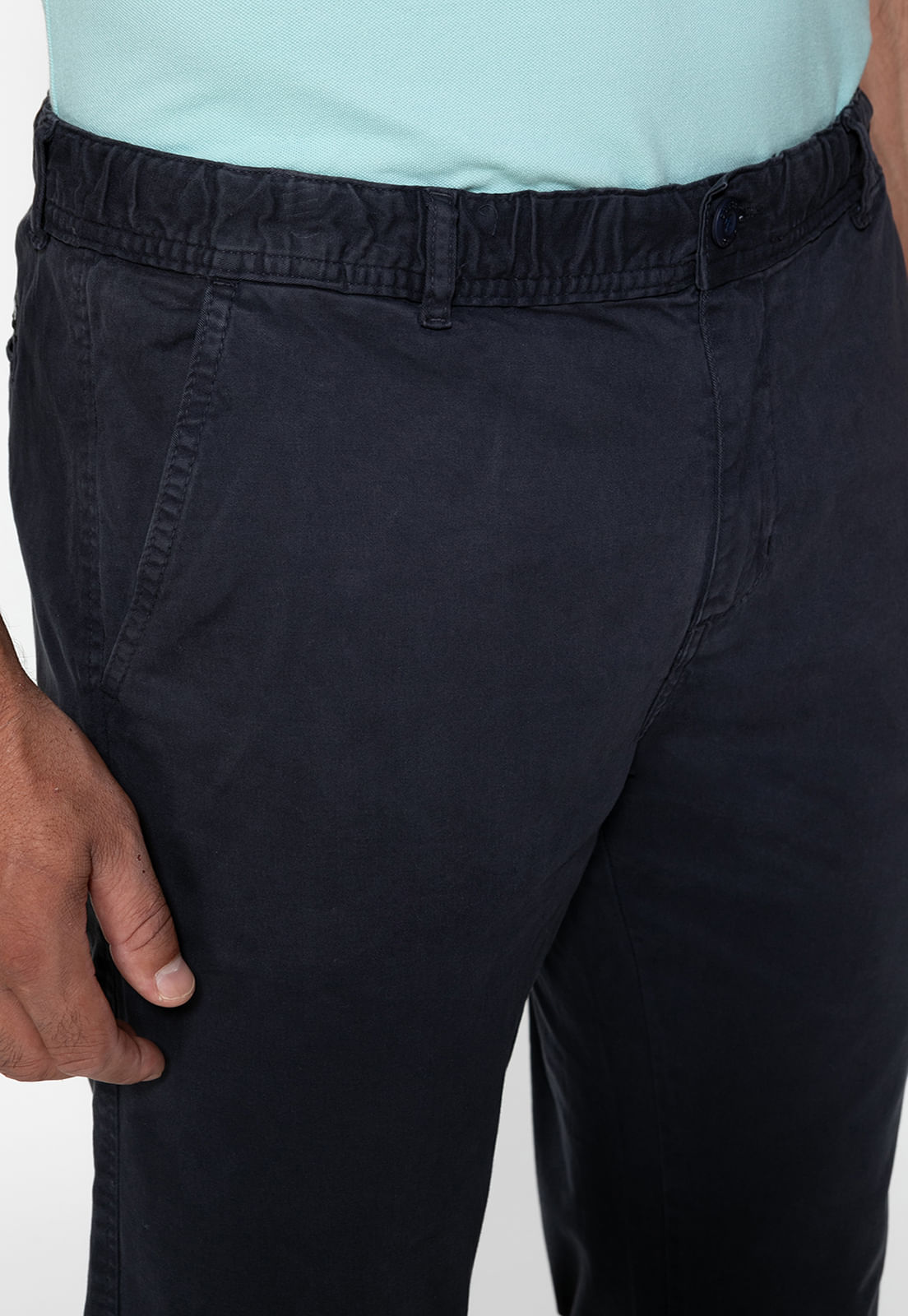 Calça de Sarja Slim Azul Escuro - Imagem 78