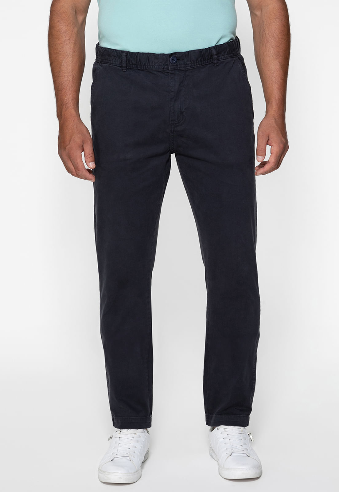 Calça de Sarja Slim Azul Escuro - Imagem 86