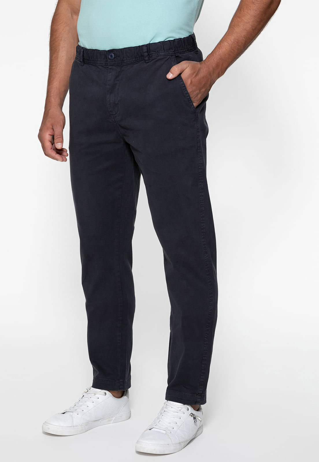 Calça de Sarja Slim Azul Escuro - Imagem 88