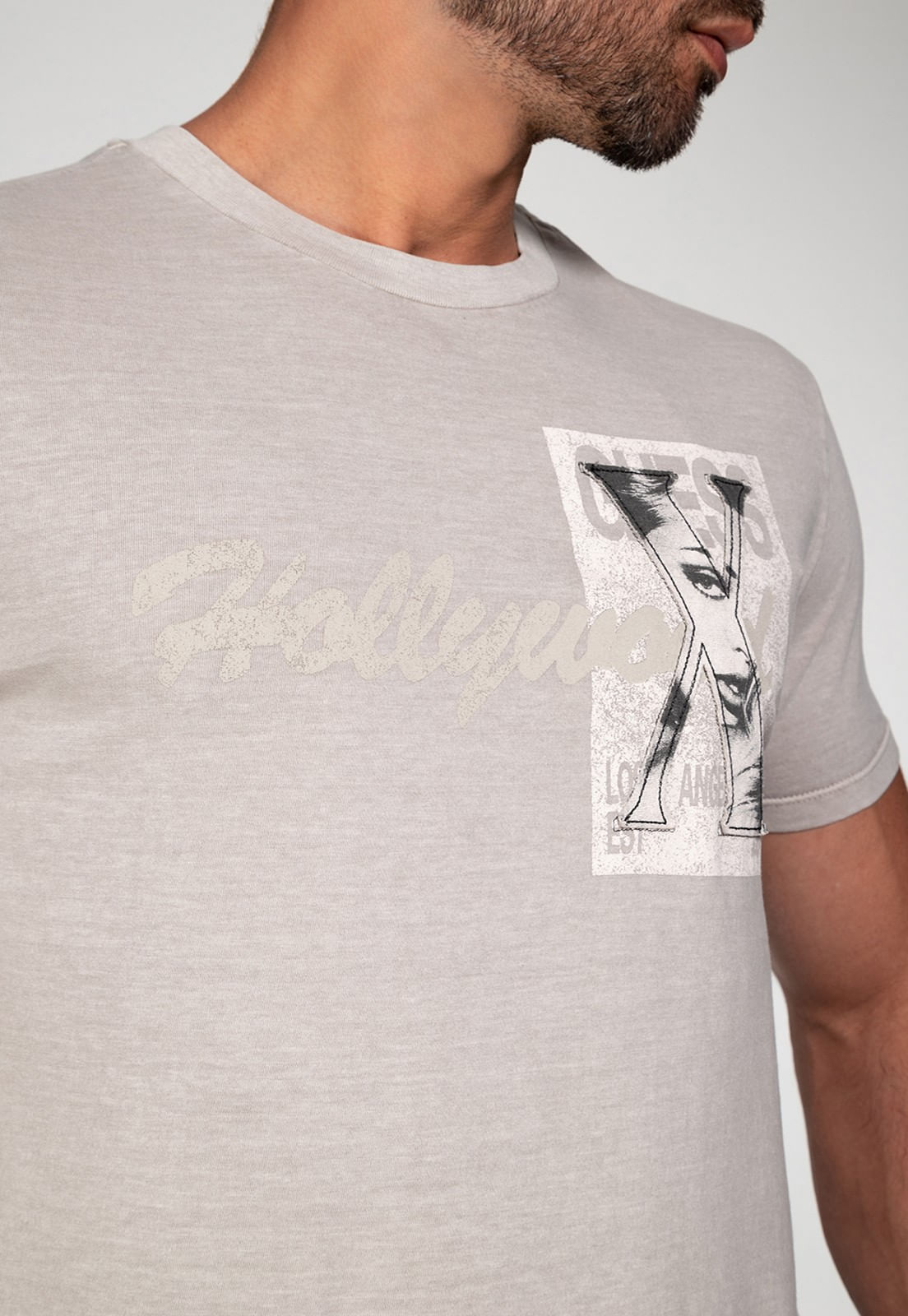 Camiseta Estonada Hollywood Bege - Imagem 3