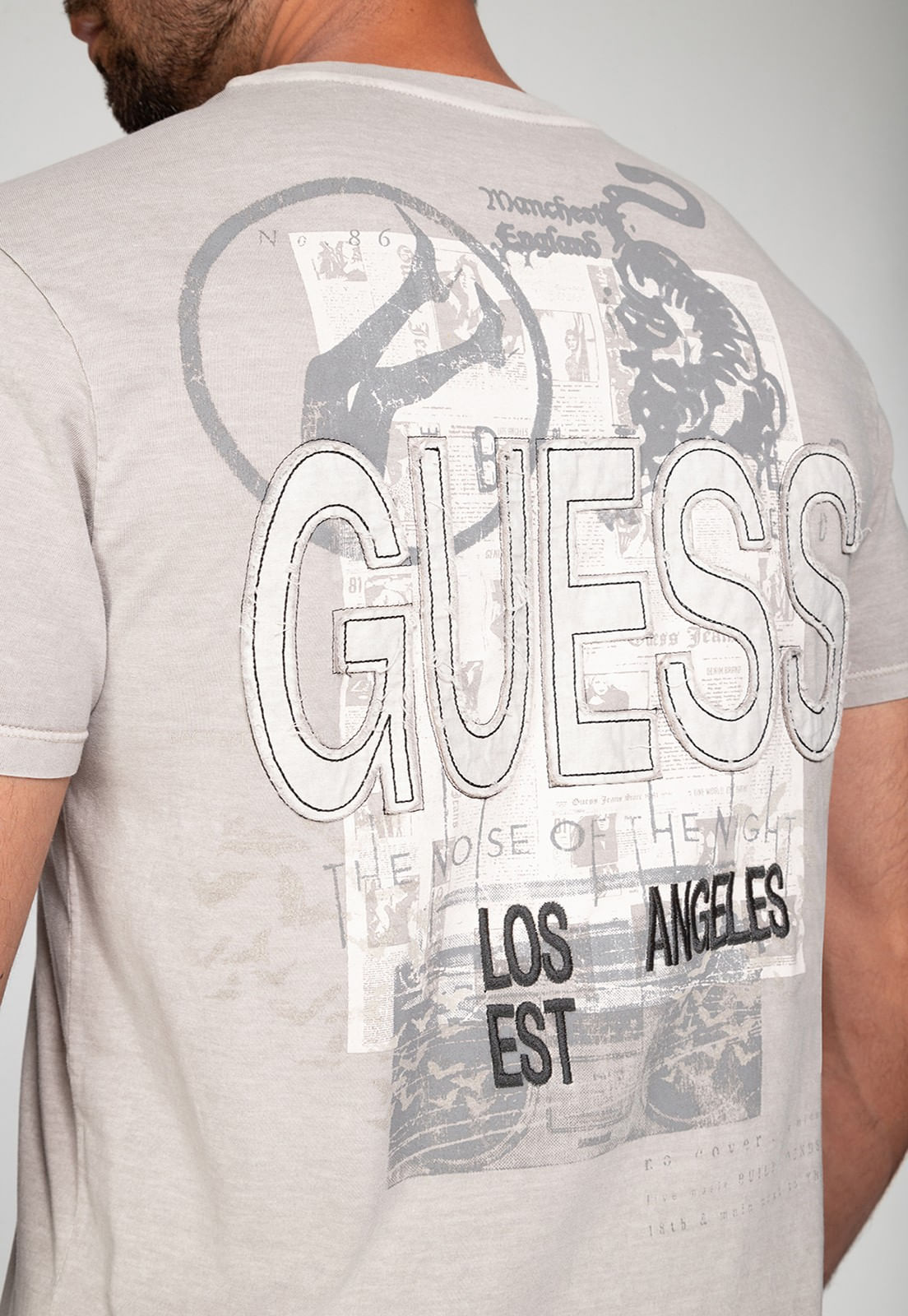 Camiseta Estonada Hollywood Bege - Imagem 5