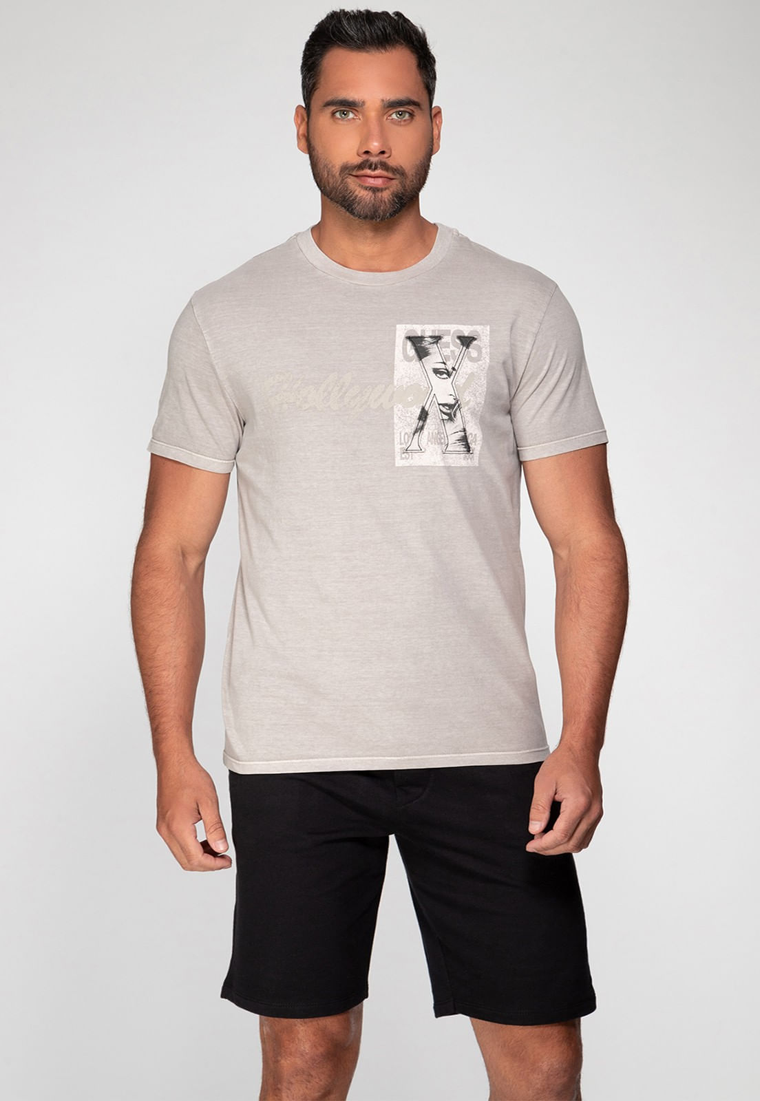 Camiseta Estonada Hollywood Bege - Imagem 22