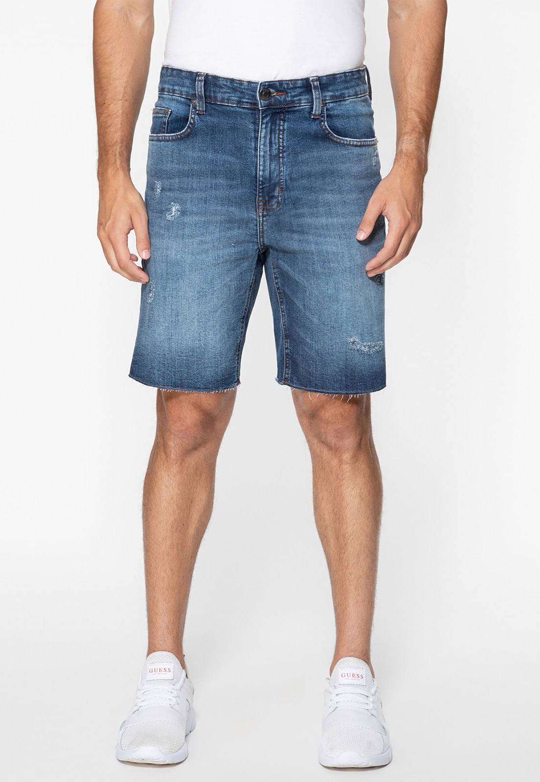 Bermuda Jeans Puídos Azul - Imagem 6