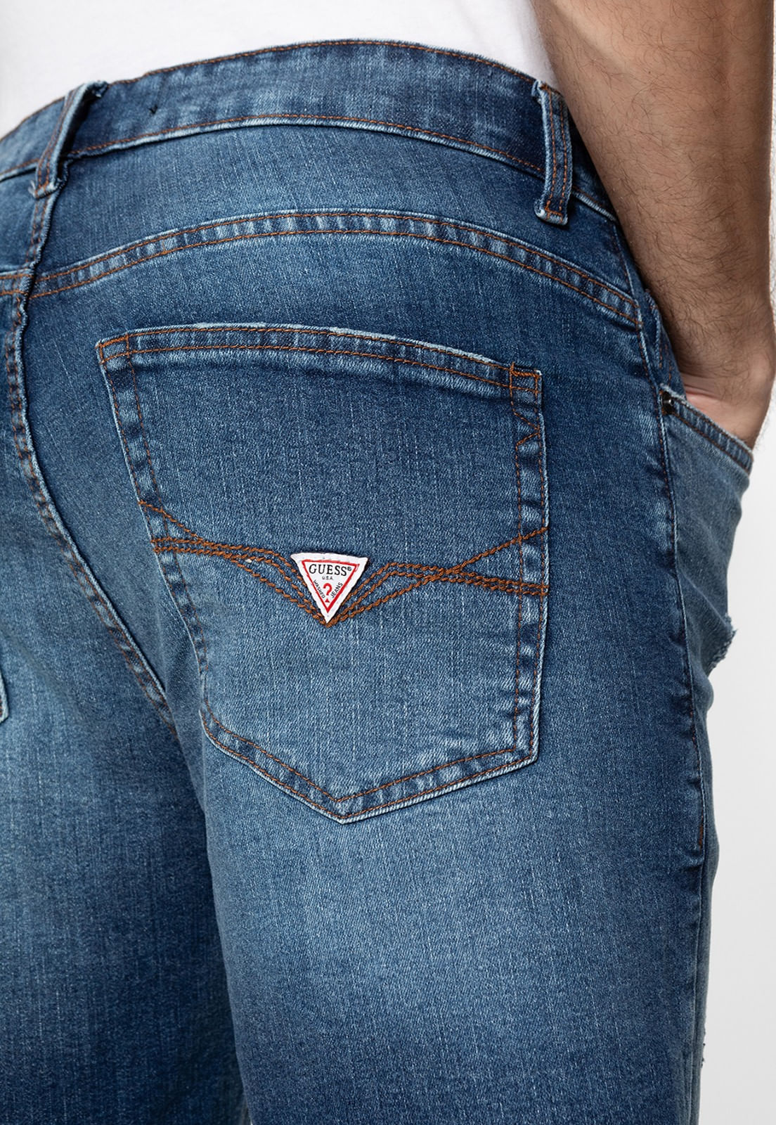 Bermuda Jeans Puídos Azul - Imagem 9