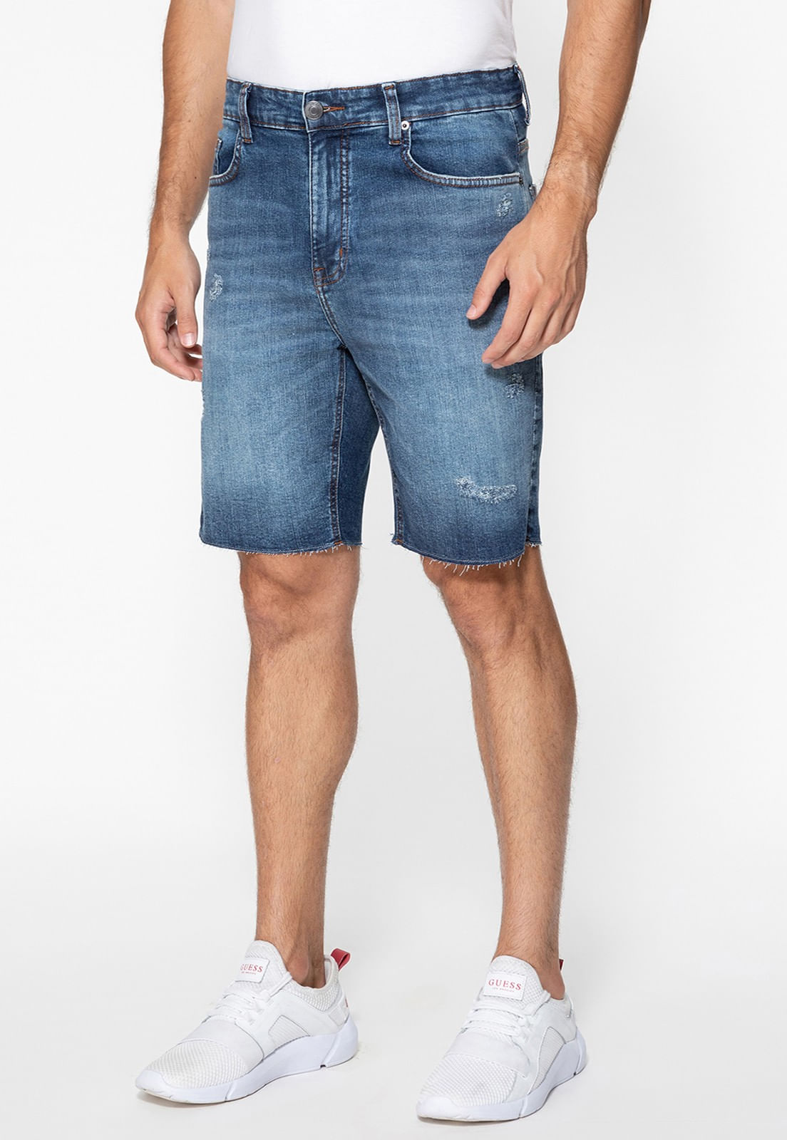 Bermuda Jeans Puídos Azul - Imagem 22