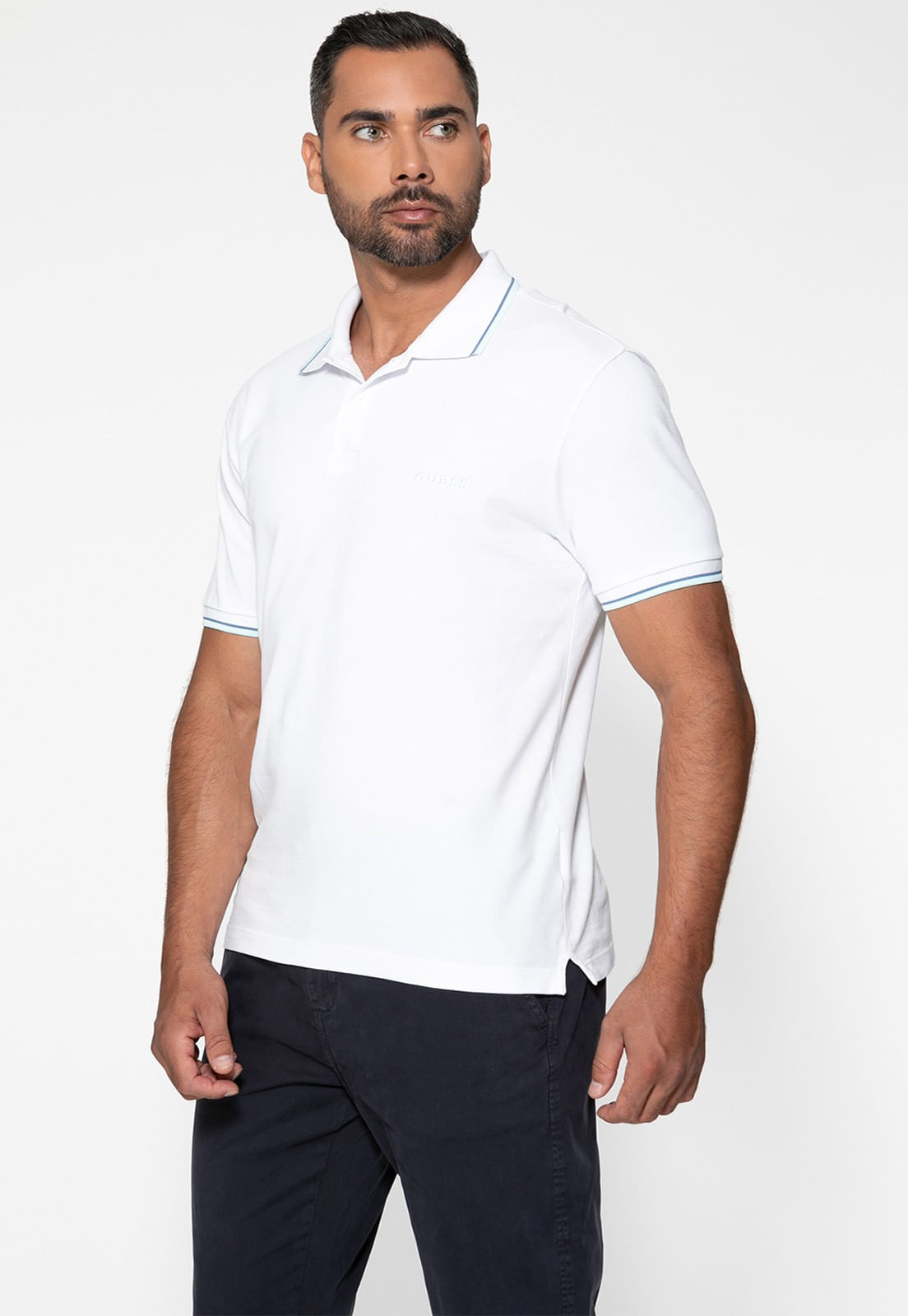Camisa Polo Guess Relevo Branco