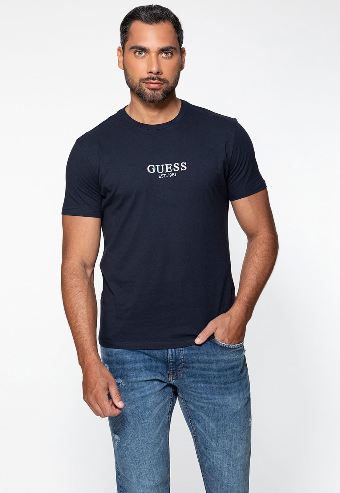 Camiseta Guess Bordado Azul Escuro - Imagem 16