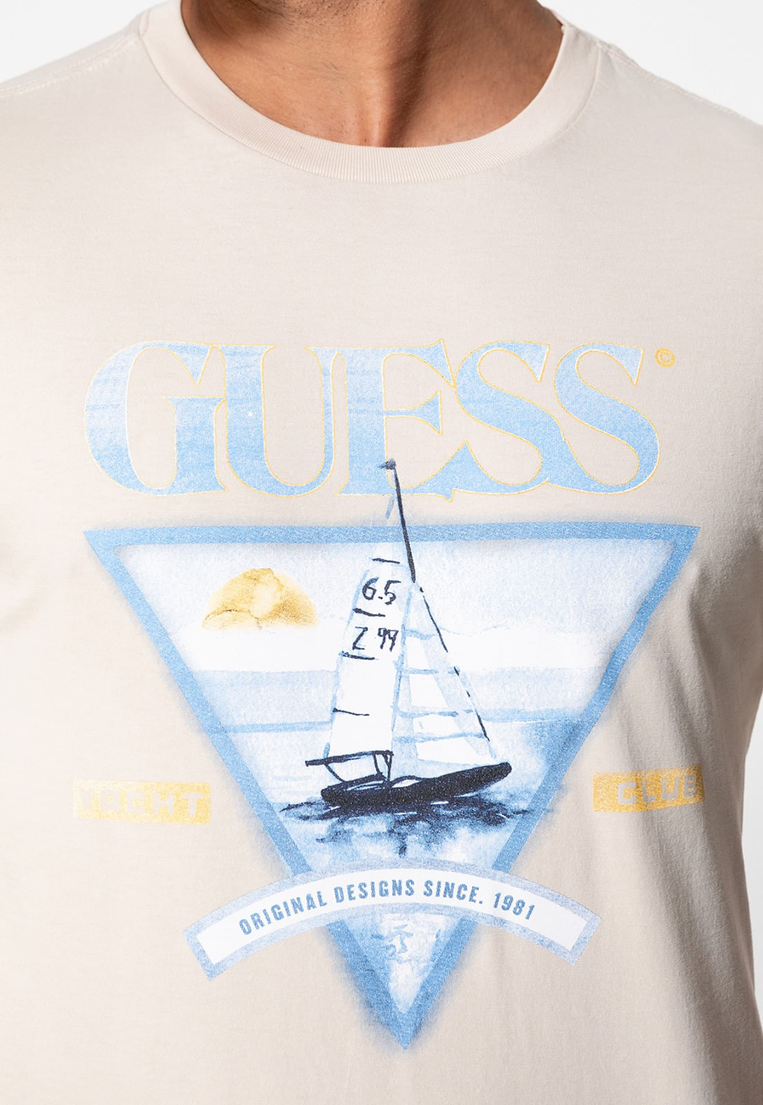 Camiseta Estampa Veleiro Bege - Imagem 3