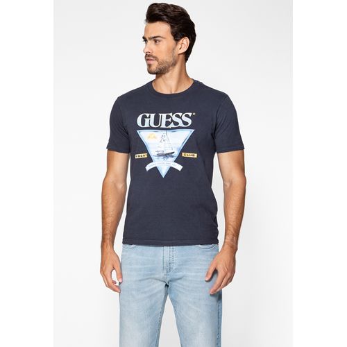 Camiseta Estampa Veleiro Azul Escuro