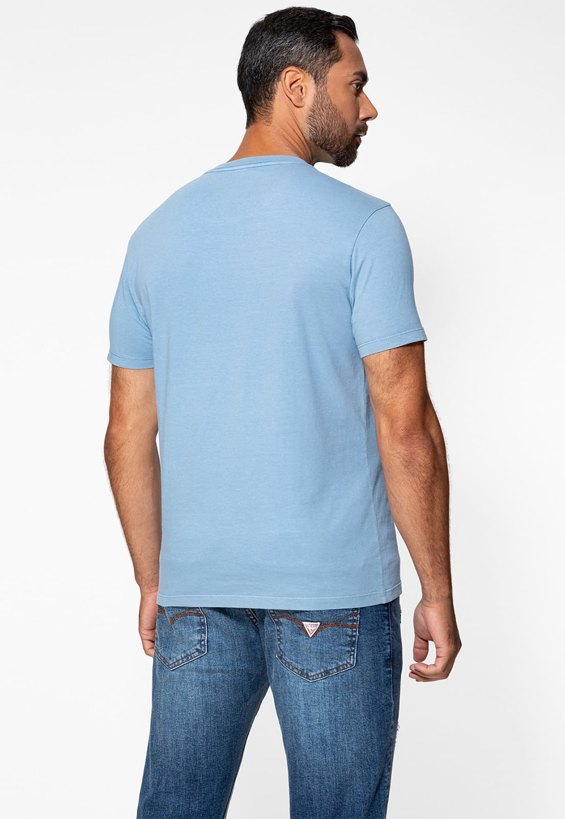 Camiseta Guess Silk Badminton Azul Claro - Imagem 4