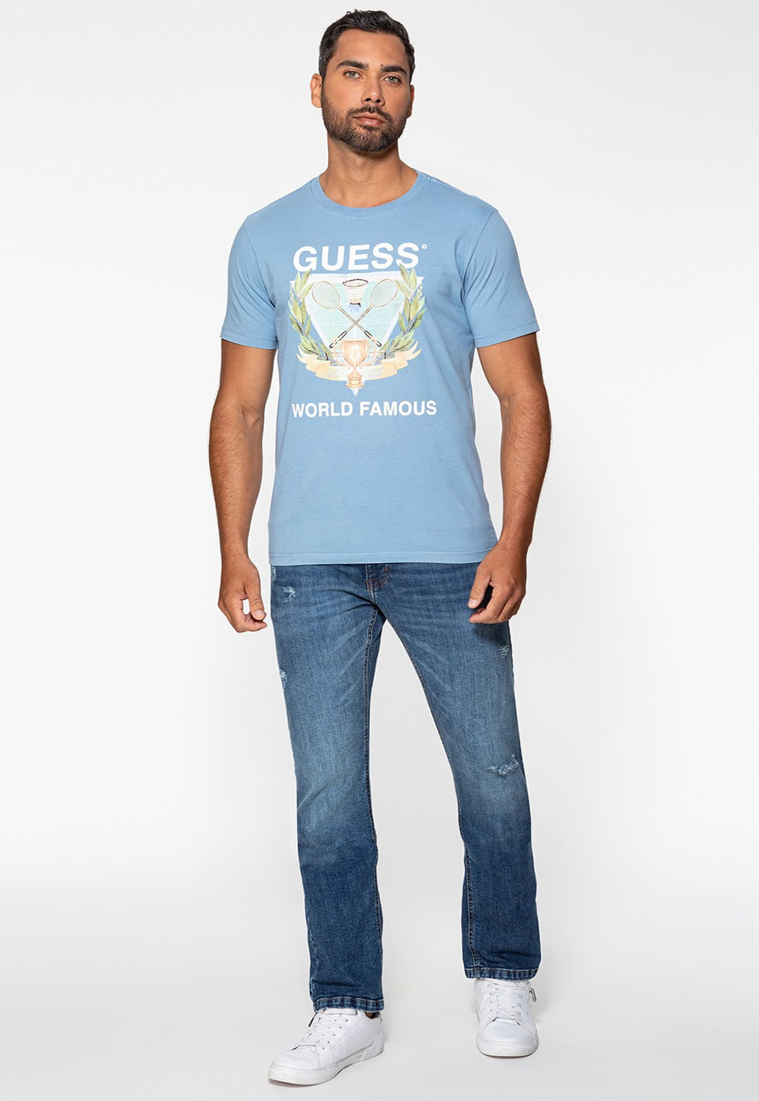 Camiseta Guess Silk Badminton Azul Claro - Imagem 12
