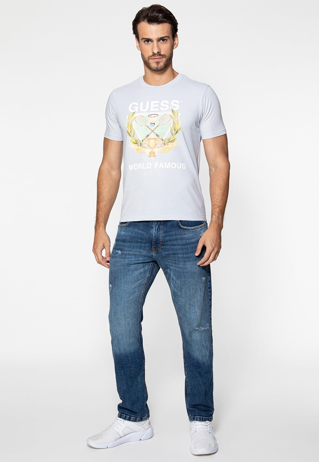 Camiseta Guess Silk Badminton Cinza Claro - Imagem 22