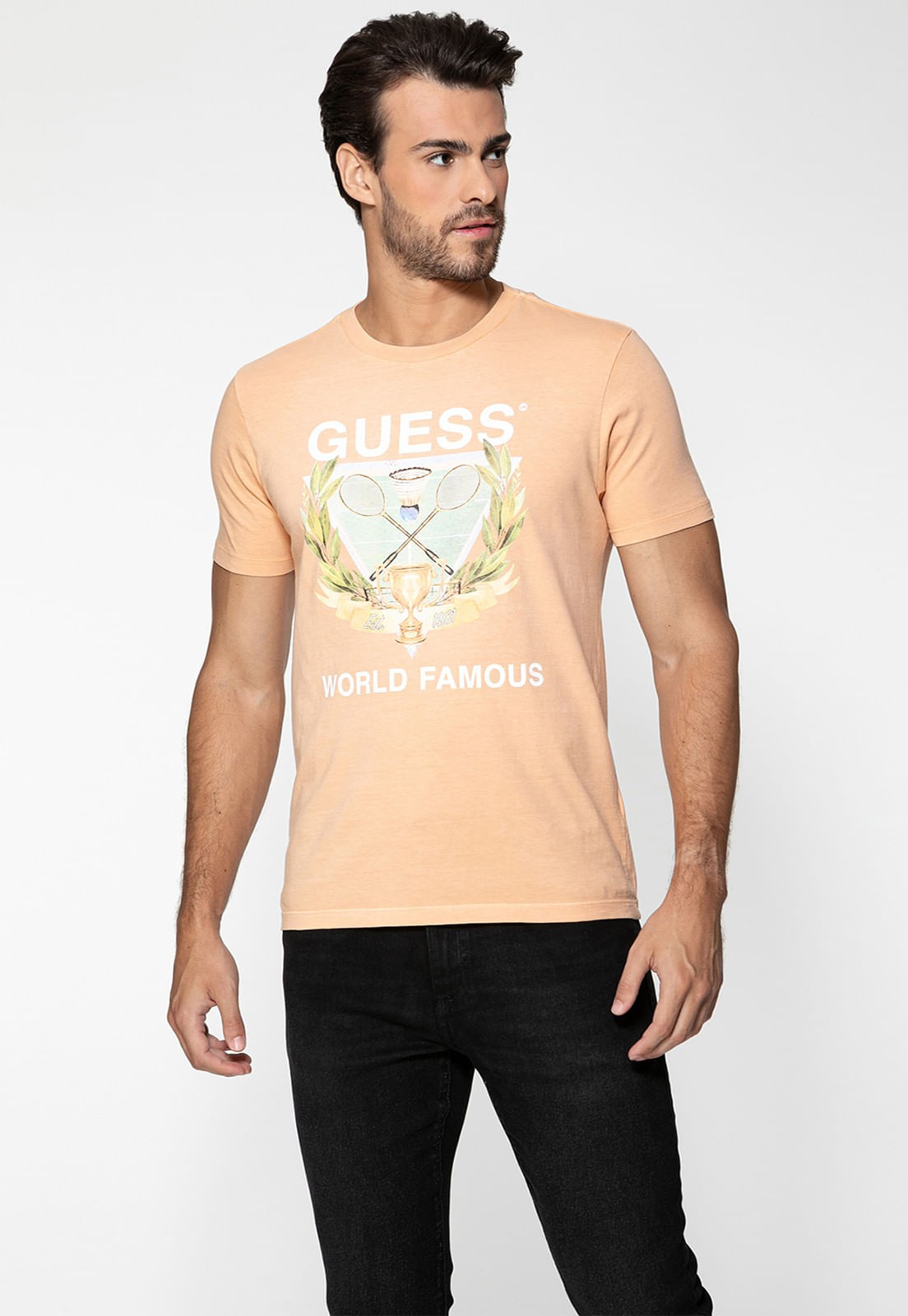 Camiseta Guess Silk Badminton Salmão