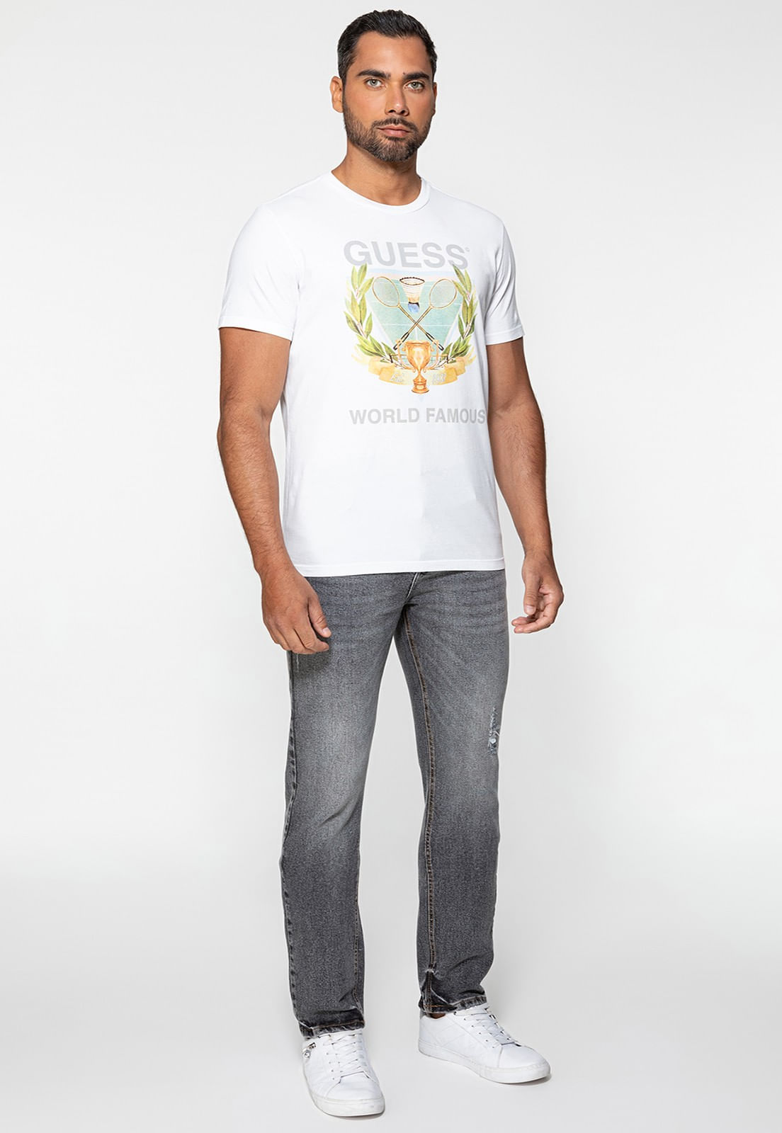 Camiseta Guess Silk Badminton Branco - Imagem 2