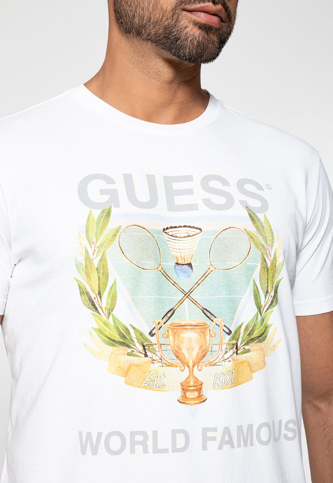 Camiseta Guess Silk Badminton Branco - Imagem 3